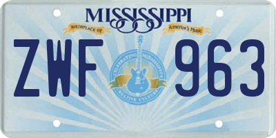 MS license plate ZWF963