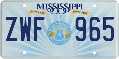 MS license plate ZWF965