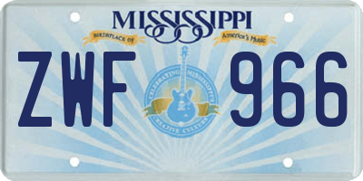 MS license plate ZWF966