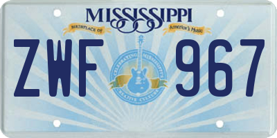 MS license plate ZWF967