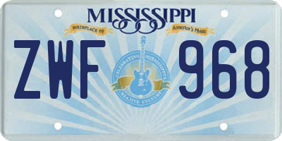 MS license plate ZWF968