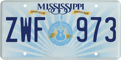 MS license plate ZWF973