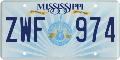 MS license plate ZWF974