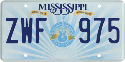 MS license plate ZWF975