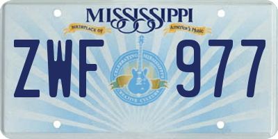 MS license plate ZWF977