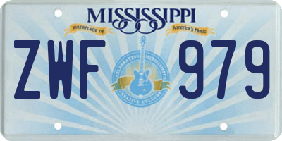 MS license plate ZWF979