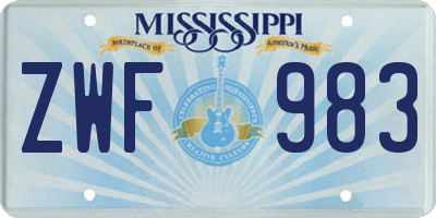 MS license plate ZWF983