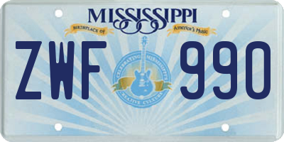 MS license plate ZWF990