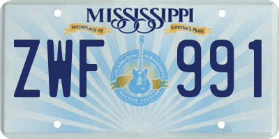 MS license plate ZWF991