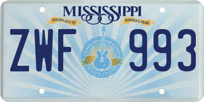 MS license plate ZWF993