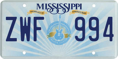 MS license plate ZWF994