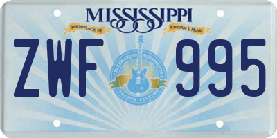 MS license plate ZWF995