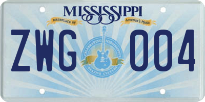 MS license plate ZWG004