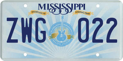 MS license plate ZWG022