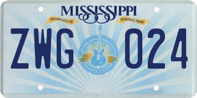 MS license plate ZWG024