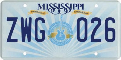 MS license plate ZWG026