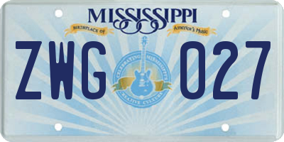 MS license plate ZWG027