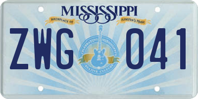 MS license plate ZWG041