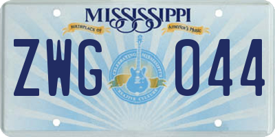 MS license plate ZWG044