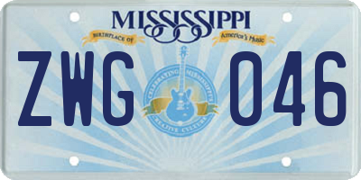 MS license plate ZWG046