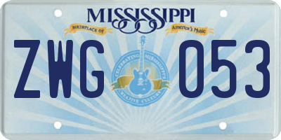 MS license plate ZWG053