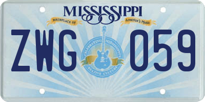 MS license plate ZWG059