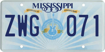 MS license plate ZWG071