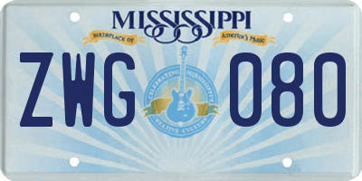 MS license plate ZWG080
