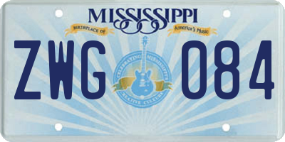 MS license plate ZWG084