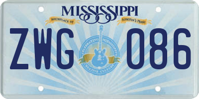 MS license plate ZWG086