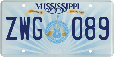 MS license plate ZWG089