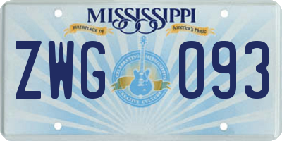 MS license plate ZWG093