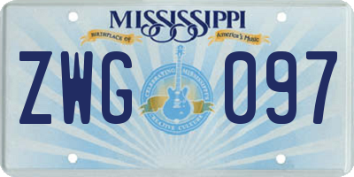 MS license plate ZWG097