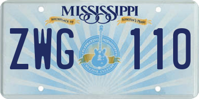 MS license plate ZWG110