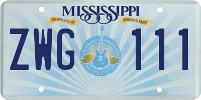 MS license plate ZWG111