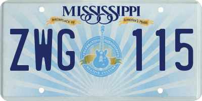 MS license plate ZWG115