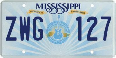 MS license plate ZWG127