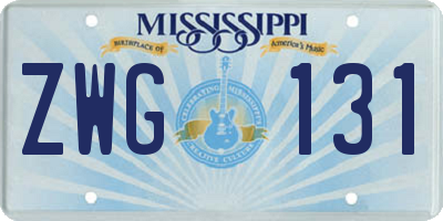 MS license plate ZWG131