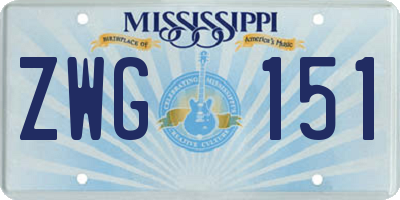 MS license plate ZWG151