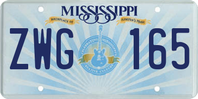 MS license plate ZWG165