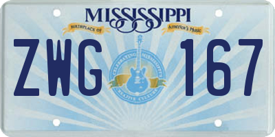 MS license plate ZWG167