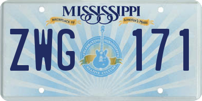 MS license plate ZWG171