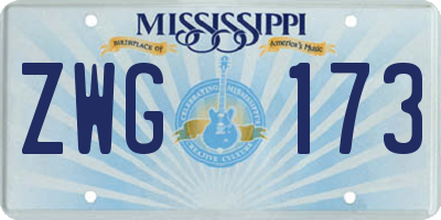 MS license plate ZWG173