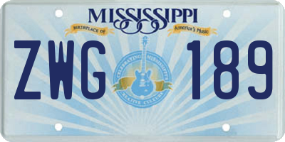 MS license plate ZWG189