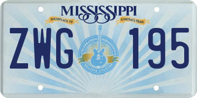 MS license plate ZWG195