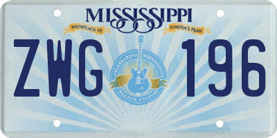 MS license plate ZWG196