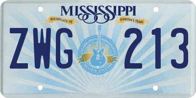 MS license plate ZWG213