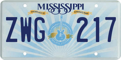MS license plate ZWG217
