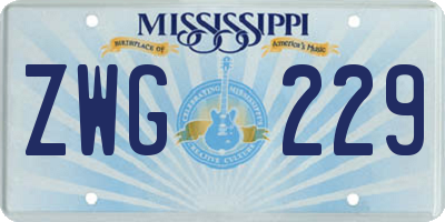 MS license plate ZWG229