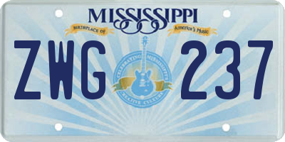 MS license plate ZWG237